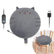 New Winter USB Heated Seat Cushion, Round Cartoon Pad for Office and Outdoor Use, Constant Temperature, Cute Cat, Bear, Dinosaur or Owl Design, Powered by USB (Grey Cat) In Australia - Darrahopens