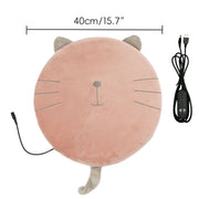 New Winter USB Heated Seat Cushion, Round Cartoon Pad for Office and Outdoor Use, Constant Temperature, Cute Cat, Bear, Dinosaur or Owl Design, Powered by USB (Pink Cat)