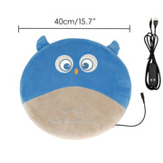 New Winter USB Heated Seat Cushion, Round Cartoon Pad for Office and Outdoor Use, Constant Temperature, Cute Cat, Bear, Dinosaur or Owl Design, Powered by USB (Pink Cat)