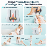 Wireless Multi-Zone Back and Lumbar Massager with Ergonomic Curved Design for Home Office Travel and Full-Body Muscle Relaxation (Cream White)