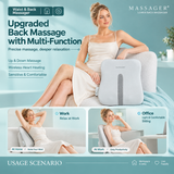 Wireless Multi-Zone Back and Lumbar Massager with Ergonomic Curved Design for Home Office Travel and Full-Body Muscle Relaxation (Cream White)