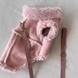 Cozy Pet Winter Vest with Leash Loop: Faux Suede & Plush Fleece Warm Coat for Small Dogs, Cats, and Puppies – Perfect for Autumn, Winter Walks, and Indoor Comfort (M, White)(Leash not included)