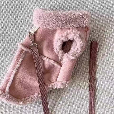 Cozy Pet Winter Vest with Leash Loop: Faux Suede & Plush Fleece Warm Coat for Small Dogs, Cats, and Puppies – Perfect for Autumn, Winter Walks, and Indoor Comfort (XS, Pink)(Leash not included) In Australia - Darrahopens