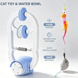 Interactive Electric Cat Teaser with Clip-On Spring Design – Auto Up-and-Down Motion, Replaceable Plush Mouse & Feather Wand Attachments, Perfect for Indoor Play, Exercise, and Mental Stimulation on Desks, Shelves, or Cat Trees. (Blue)