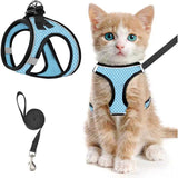 Escape-Proof Cat Harness and Leash Set with Reflective Soft Mesh Vest for Safe Outdoor Adventures with Your Feline Friend (M, Black)