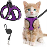 Escape-Proof Cat Harness and Leash Set with Reflective Soft Mesh Vest for Safe Outdoor Adventures with Your Feline Friend (M, Green)