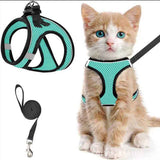 Escape-Proof Cat Harness and Leash Set with Reflective Soft Mesh Vest for Safe Outdoor Adventures with Your Feline Friend (M, Red)