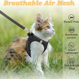Escape-Proof Cat Harness and Leash Set with Reflective Soft Mesh Vest for Safe Outdoor Adventures with Your Feline Friend (S, Orange)