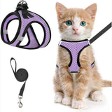 Escape-Proof Cat Harness and Leash Set with Reflective Soft Mesh Vest for Safe Outdoor Adventures with Your Feline Friend (S, Red)