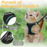Escape-Proof Cat Harness and Leash Set with Reflective Soft Mesh Vest for Safe Outdoor Adventures with Your Feline Friend (S, Red)