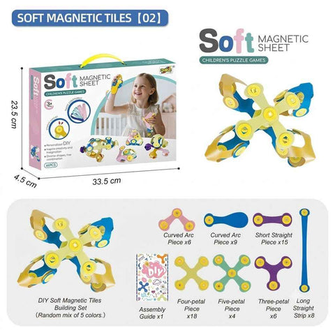 Kids 3D Soft Magnetic Building Tiles Toy Set, Creative DIY Puzzle Blocks for Ages 3+ - Develops Fine Motor Skills & Imagination, Ideal Birthday Gift for Girls, Home Play STEM Learning Kit (66PCS)