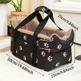 Portable Pet Carrier Car Seat for Small Dogs and Cats, Versatile Travel Pet Bed with Elevated View to Reduce Car Sickness, Water-Resistant Oxford Fabric, Secure Strap for Safe Rides, (Black)
