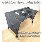 Foldable Pet Grooming Table for Cats and Small Dogs, Multi-functional Care Station with Mesh Bed, Storage Pockets, and Adjustable Restraint Straps for Nail Trimming, Hair Brushing, Bathing, and Ear Cleaning (Pink)