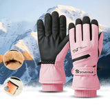 Winter Full-Finger Touchscreen Thermal Gloves for Skiing, Hiking, Cycling, and Outdoor Activities – Unisex Waterproof, Windproof, and Warm Design with Anti-Slip Grip and Adjustable Wrist Strap (Navy)