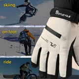 Winter Full-Finger Touchscreen Thermal Gloves for Skiing, Hiking, Cycling, and Outdoor Activities – Unisex Waterproof, Windproof, and Warm Design with Anti-Slip Grip and Adjustable Wrist Strap (White)