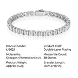 Elevate your everyday elegance with a Square Moissanite Tennis Bracelet in Sterling Silver, featuring 38 brilliant-cut stones with unmatched fire and sparkle. Perfect for daily wear, formal events, and gifting, this luxury accessory combines durability wi