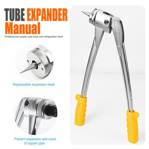 Manual Copper Tube Expander with Lever Design for Refrigeration Pipe Flaring and Connection, Multi-Size Expander Heads for HVAC Installation and Repair Work (Silver)