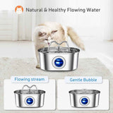 304 Stainless Steel Pet Water Fountain, 3.2L Oval Design with Dual Water Flow, Ultra-Quiet Automatic Circulating Filtered Drinking Station for Cats and Dogs, USB Powered (Adapter Not Included), Dishwasher Safe (A)