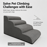 Orthopedic Foam Pet Stairs with Washable Cover – Safe 2, 3, & 4 Tier Dog Ramp for Bed & Couch Access, Gentle Slope for Puppies, Small Breeds, and Senior Pets Needing Joint Relief (Grey, 3Tier)
