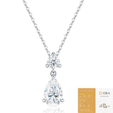 Elegant Moissanite Pendant Necklace with Round and Pear Cut Stones, Anti-Tarnish Silver Finish, Adjustable Chain for Daily Wear and Formal Occasions, Ideal Gift for Women (Moissanite, Premium S925) In Australia - Darrahopens