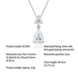 Elegant Moissanite Pendant Necklace with Round and Pear Cut Stones, Anti-Tarnish Silver Finish, Adjustable Chain for Daily Wear and Formal Occasions, Ideal Gift for Women (Moissanite, Premium S925) In Australia - Darrahopens