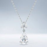 Elegant Moissanite Pendant Necklace with Round and Pear Cut Stones, Anti-Tarnish Silver Finish, Adjustable Chain for Daily Wear and Formal Occasions, Ideal Gift for Women (Moissanite, Premium S925) In Australia - Darrahopens