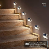 Solar Powered Step Lights for Outdoor Stairs, Stainless Steel & ABS Waterproof LED Step Light with Auto On/Off, Warm White or Cool White Options for Garden, Patio, Walkway, and Fence Night Illumination (12PCS, 3000K Warm White)