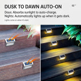 Solar Powered Step Lights for Outdoor Stairs, Stainless Steel & ABS Waterproof LED Step Light with Auto On/Off, Warm White or Cool White Options for Garden, Patio, Walkway, and Fence Night Illumination (24PCS, 6000K Cool White)