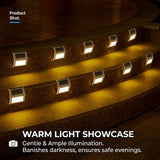 Solar Powered Step Lights for Outdoor Stairs, Stainless Steel & ABS Waterproof LED Step Light with Auto On/Off, Warm White or Cool White Options for Garden, Patio, Walkway, and Fence Night Illumination (24PCS, 6000K Cool White)