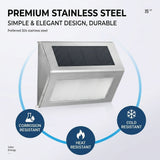 Solar Powered Step Lights for Outdoor Stairs, Stainless Steel & ABS Waterproof LED Step Light with Auto On/Off, Warm White or Cool White Options for Garden, Patio, Walkway, and Fence Night Illumination (6PCS, 3000K Warm White)