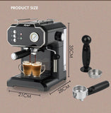 Darrahopens Appliances > Kitchen Appliances > Coffee Machines & Accessories Semi-Automatic Espresso Coffee Machine with Steam Wand for Home and Small Office Use, Dual Cup Extraction, Milk Frother for Cappuccino Latte Macchiato (Black)