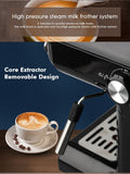 Darrahopens Appliances > Kitchen Appliances > Coffee Machines & Accessories Semi-Automatic Espresso Coffee Machine with Steam Wand for Home and Small Office Use, Dual Cup Extraction, Milk Frother for Cappuccino Latte Macchiato (Ivory)
