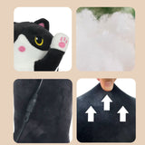 USB-Powered Cartoon Cat Heating Pad, Plush Kitten Warm Pillow for Waist, Neck, Shoulder Relief, Cute Black-and-White Cow Cat Design with Adjustable Temperature and Timer