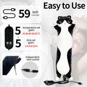 USB-Powered Cartoon Cat Heating Pad, Plush Kitten Warm Pillow for Waist, Neck, Shoulder Relief, Cute Black-and-White Cow Cat Design with Adjustable Temperature and Timer