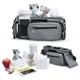 Multifunctional Stroller Organizer Bag – Universal Hanging Storage Pouch with Insulated Bottle Holder, Detachable Pouch, and Adjustable Straps, Doubles as a Crossbody Diaper Bag for On-the-Go Convenience (Black-White Checkered)