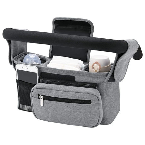 Multifunctional Stroller Organizer Bag – Universal Hanging Storage Pouch with Insulated Bottle Holder, Detachable Pouch, and Adjustable Straps, Doubles as a Crossbody Diaper Bag for On-the-Go Convenience (Grey) In Australia - Darrahopens