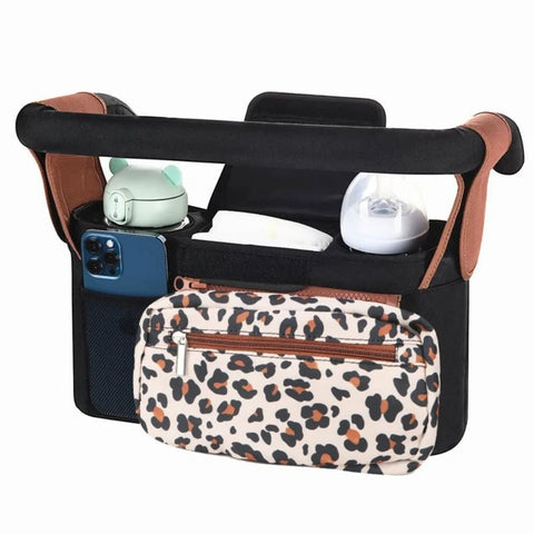 Multifunctional Stroller Organizer Bag – Universal Hanging Storage Pouch with Insulated Bottle Holder, Detachable Pouch, and Adjustable Straps, Doubles as a Crossbody Diaper Bag for On-the-Go Convenience (Leopard) In Australia - Darrahopens