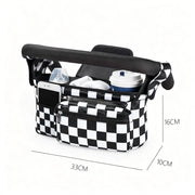 Multifunctional Stroller Organizer Bag – Universal Hanging Storage Pouch with Insulated Bottle Holder, Detachable Pouch, and Adjustable Straps, Doubles as a Crossbody Diaper Bag for On-the-Go Convenience (Tropical Leaf)