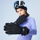Unisex Winter Ski Gloves with Touchscreen Compatibility, Thick Fleece Lining, Windproof, Anti-Slip Grip for Snowboarding, Hiking, and Cold Weather Daily Commute (L, Black)