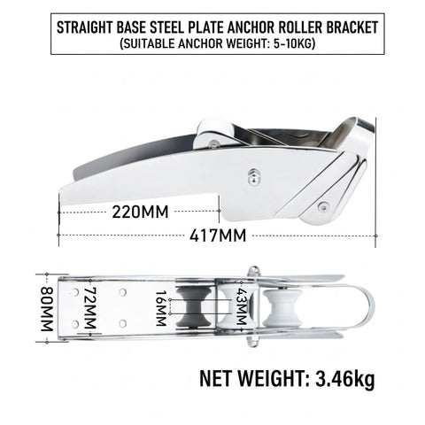 Darrahopens Outdoor Recreation > Boating > Boating Accessories Marine Grade Stainless Steel Boat Anchor Roller Bracket with Dual Rollers and Anchor Stopper for Bow Mounting, Corrosion Resistant Anchor Retrieval System for Boats and Yachts (Straight Base 5-10KG) In Australia - Darrahopens