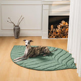 Stylish Leaf-Shaped Pet Mat, Ultra-Soft Plush Faux-Down Filled Dog & Cat Bed Topper, Cozy Foldable Crate Cushion for Year-Round Comfort, Machine Washable Floor Blanket (Green) In Australia - Darrahopens