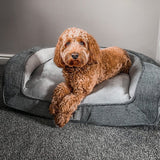 Plush Orthopedic Pet Sofa Bed with Bolstered Edges – Ultra-Soft Sponge Filled Luxury Dog and Cat Couch, Waterproof Inner Liner & Removable Washable Cover for Medium-Sized Pets Up to 35kg (Grey) In Australia - Darrahopens