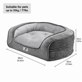Plush Orthopedic Pet Sofa Bed with Bolstered Edges – Ultra-Soft Sponge Filled Luxury Dog and Cat Couch, Waterproof Inner Liner & Removable Washable Cover for Medium-Sized Pets Up to 35kg (Grey) In Australia - Darrahopens
