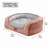 Plush Orthopedic Pet Sofa Bed with Bolstered Edges – Ultra-Soft Sponge Filled Luxury Dog and Cat Couch, Waterproof Inner Liner & Removable Washable Cover for Medium-Sized Pets Up to 35kg (Grey) In Australia - Darrahopens