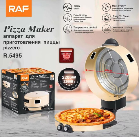 Darrahopens Appliances > Kitchen Appliances > Speciality Appliances RAF Electric Pizza Maker with Non-Stick Baking Pan, 2200W Countertop Pizza Oven for Home Kitchen, Adjustable Temperature and Timer, Even Heating, Easy to Clean, Multi-Purpose Griddle for Pizza and More (White) In Australia - Darrahopens