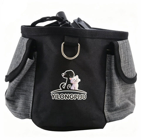 Pet Training Treat Pouch Waist Bag – Portable Hands-Free Fanny Pack for Dog Walking, Outdoor Hiking, and Everyday Carry, Thickened Wear-Resistant Fabric with Waterproof Lining, Holds Kibble, Poop Bags, Phone, and Small Essentials (Black)