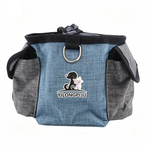 Pet Training Treat Pouch Waist Bag – Portable Hands-Free Fanny Pack for Dog Walking, Outdoor Hiking, and Everyday Carry, Thickened Wear-Resistant Fabric with Waterproof Lining, Holds Kibble, Poop Bags, Phone, and Small Essentials (Blue)
