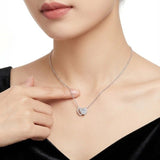 Elegant Dual Heart Moissanite Pendant Necklace in Sterling Silver, Featuring a Sparkling 8x8mm Eight Hearts and Arrows Cut Center Stone, with 14 Genuine Moissanite Gems, Adjustable 40+5cm Chain, Perfect for Daily Wear and Romantic Gifting Moments (Moissan