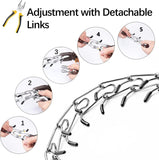 Heavy-Duty Dog Training Collar with Removable Stimulation Links, Anti-Pull Correction Chain for Reactive Dogs, Adjustable Fit for Large & Medium Breeds, Durable Metal Build with Rubber-Tipped Pins for Safe Obedience Walks (M)