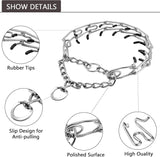 Heavy-Duty Dog Training Collar with Removable Stimulation Links, Anti-Pull Correction Chain for Reactive Dogs, Adjustable Fit for Large & Medium Breeds, Durable Metal Build with Rubber-Tipped Pins for Safe Obedience Walks (M)